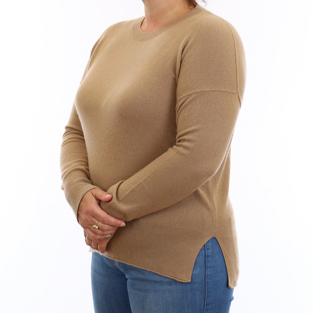 Theory Fudge Brown Cashmere Crew Neck Jumper Large