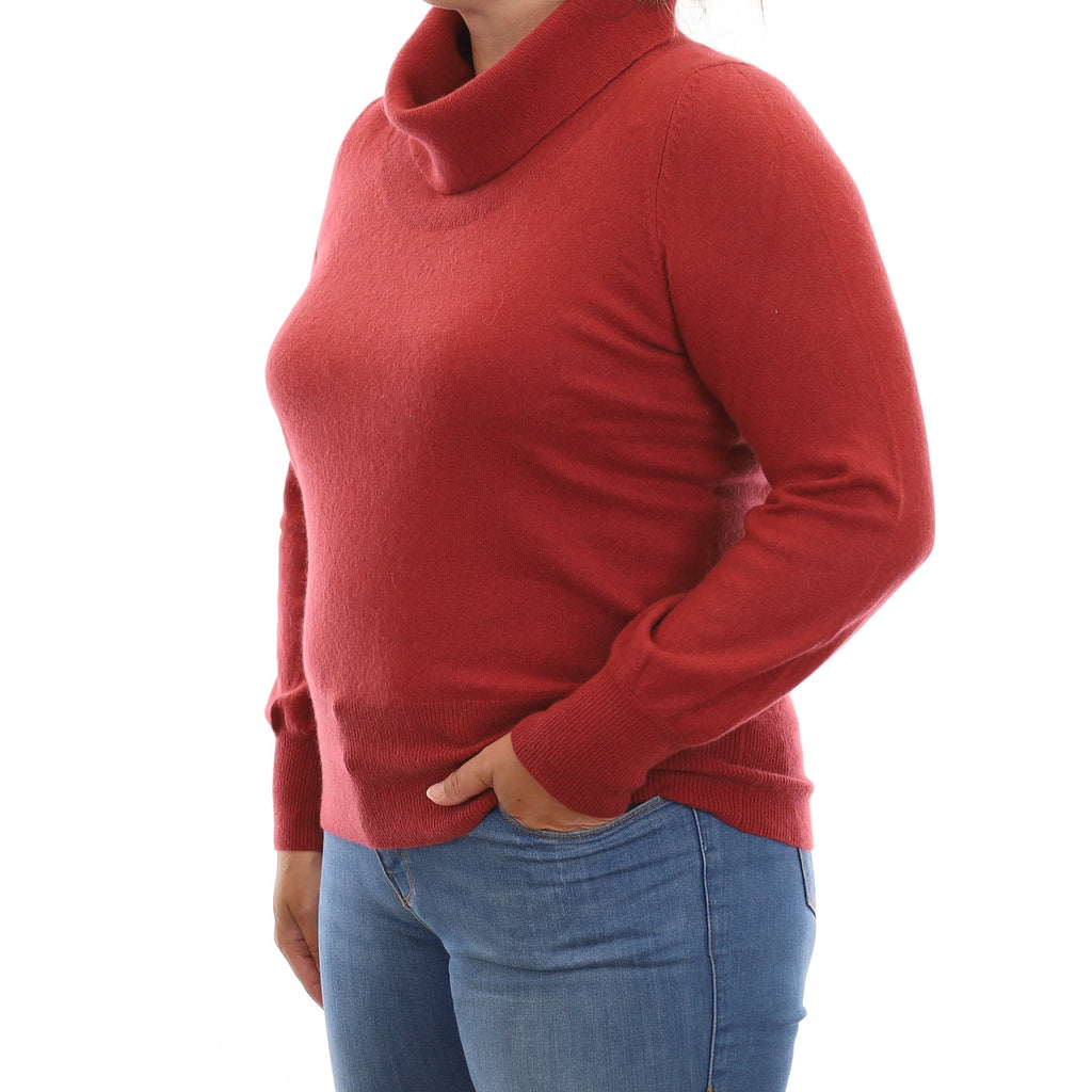 Brick Red Cashmere Cowl Neck Jumper Large