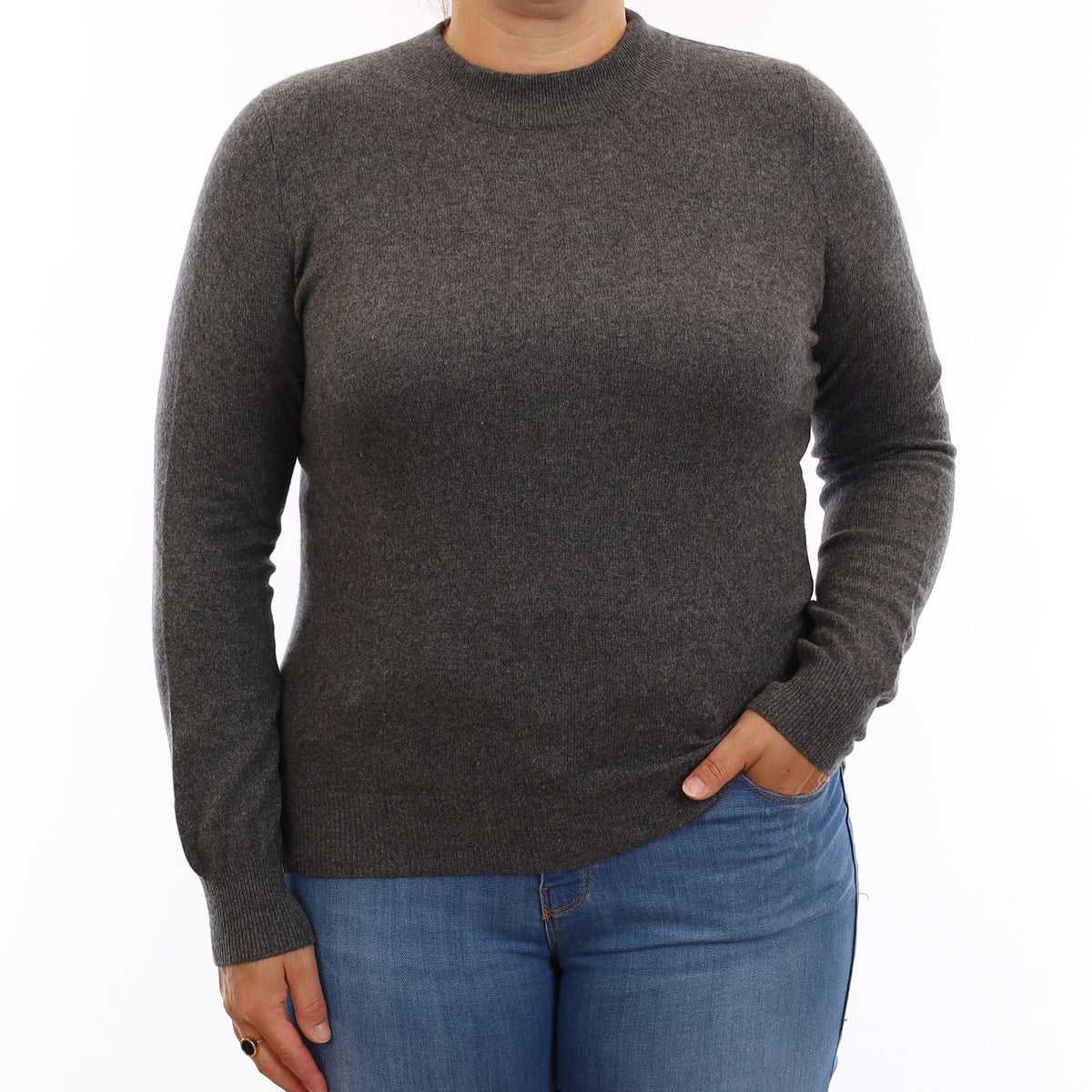 Slate Grey Cashmere Turtleneck Jumper Large