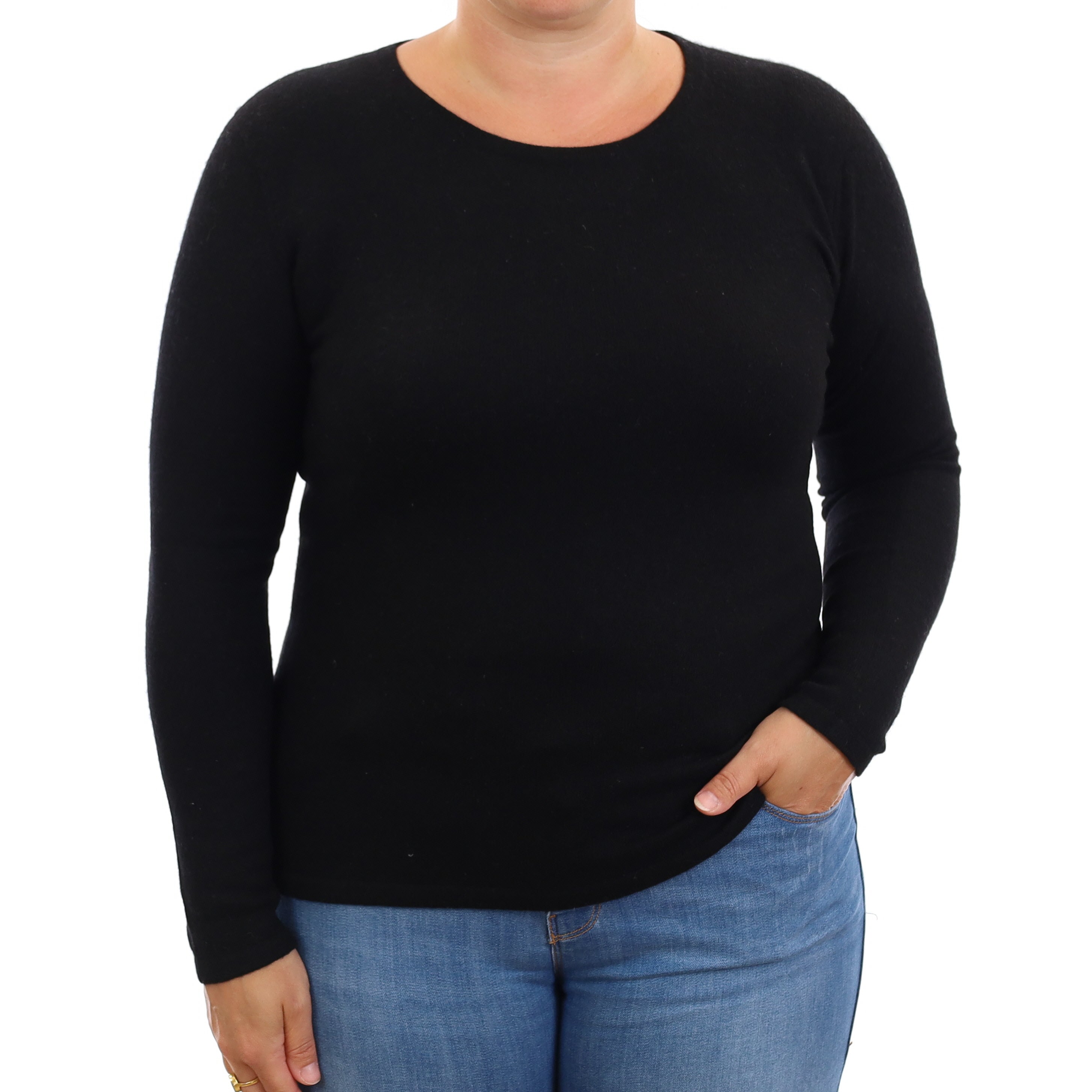 Black Cashmere Crew Neck Jumper Large