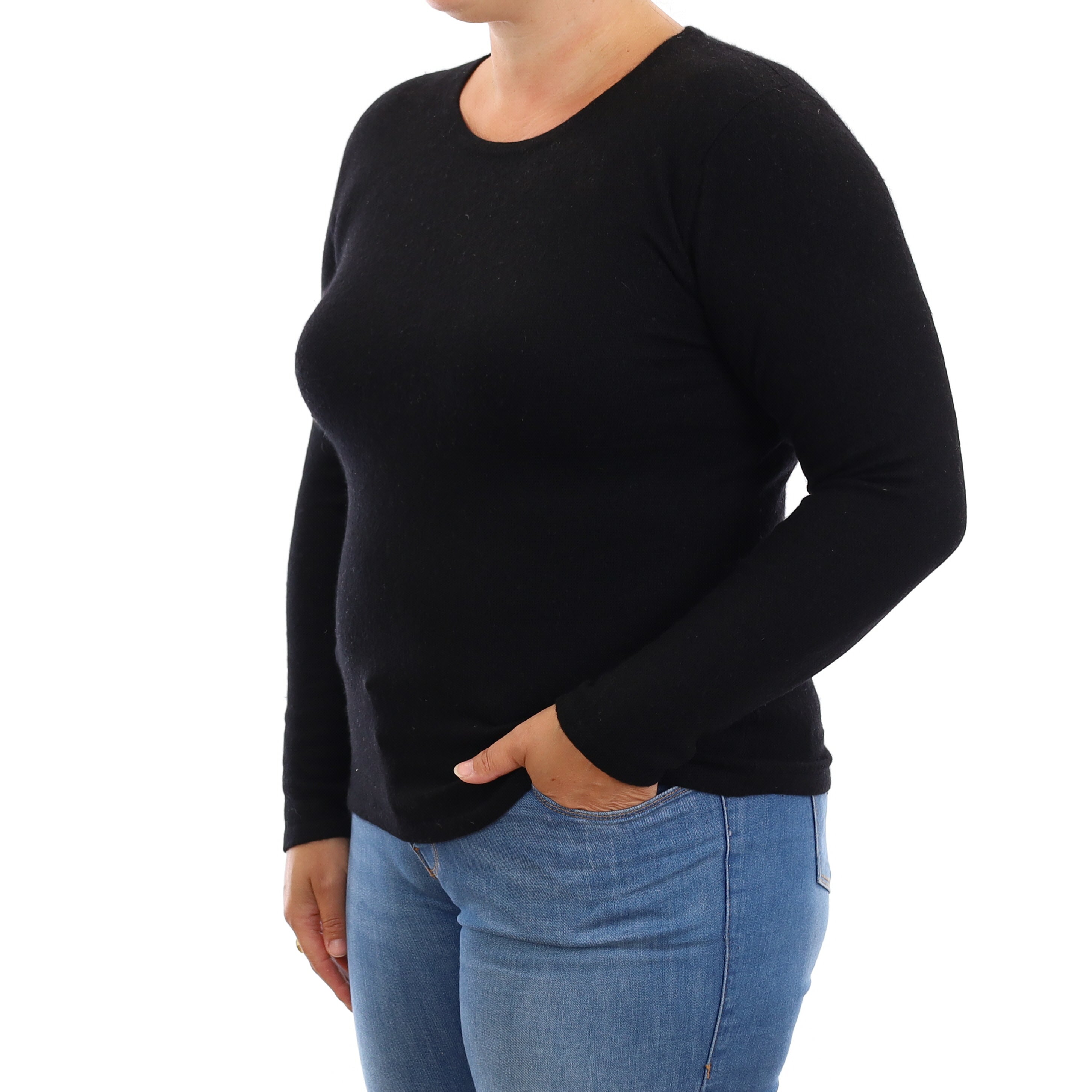 Black Cashmere Crew Neck Jumper Large