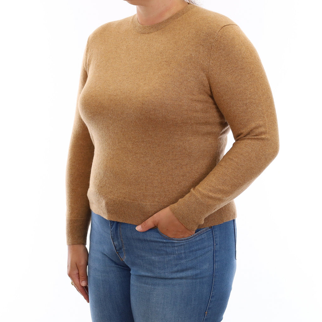 Toffee Brown Cashmere Crew Neck Jumper Large