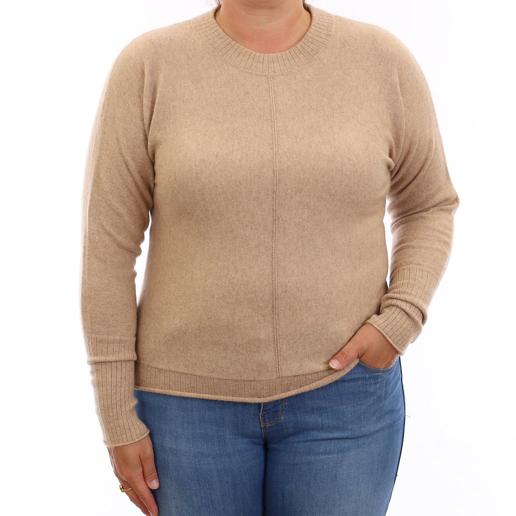 Biscuit Brown Cashmere Batwing Crew Neck Jumper Large