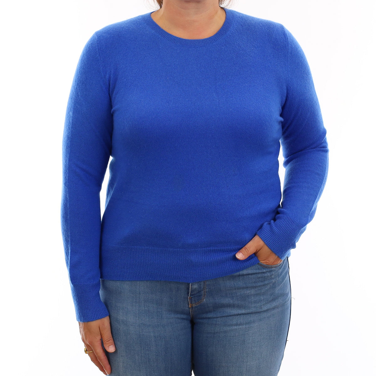 Electric Blue Cashmere Crew Neck Jumper Large