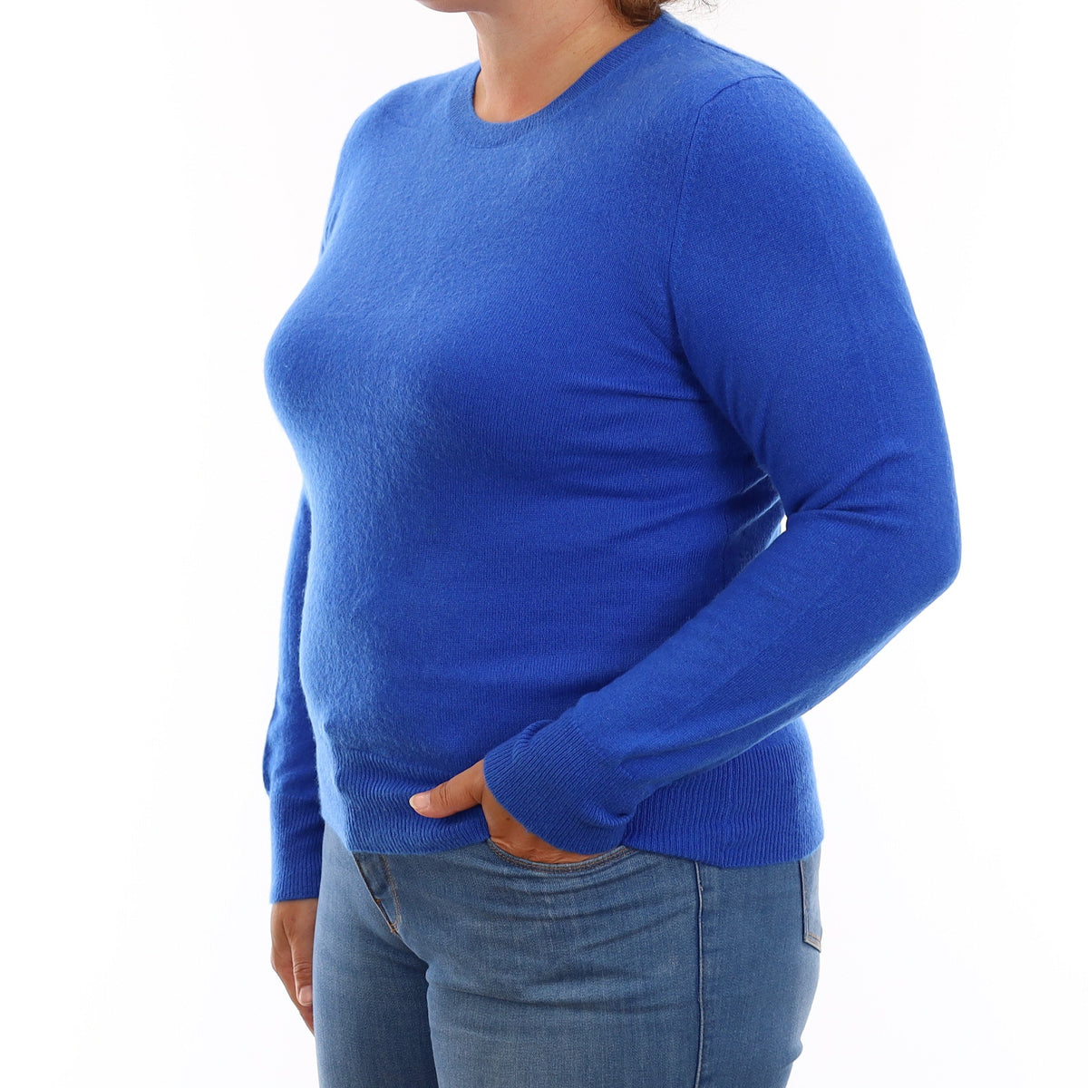 Electric Blue Cashmere Crew Neck Jumper Large