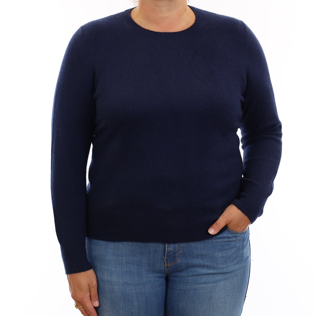Navy Cashmere Crew Neck Jumper Large