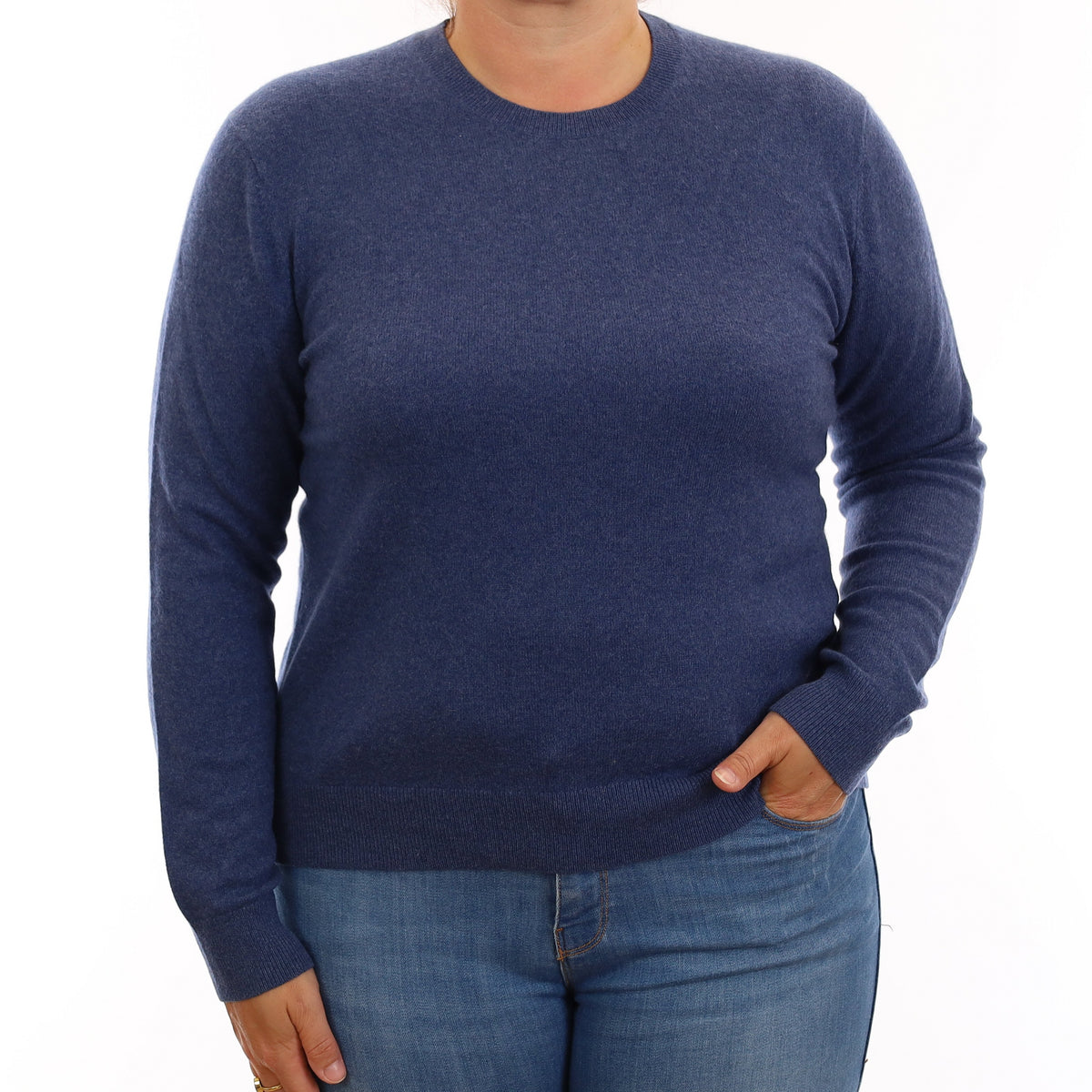 Naval Blue Cashmere Crew Neck Jumper Large
