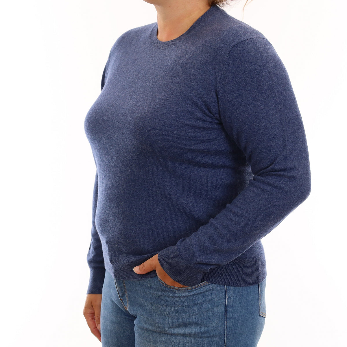 Naval Blue Cashmere Crew Neck Jumper Large