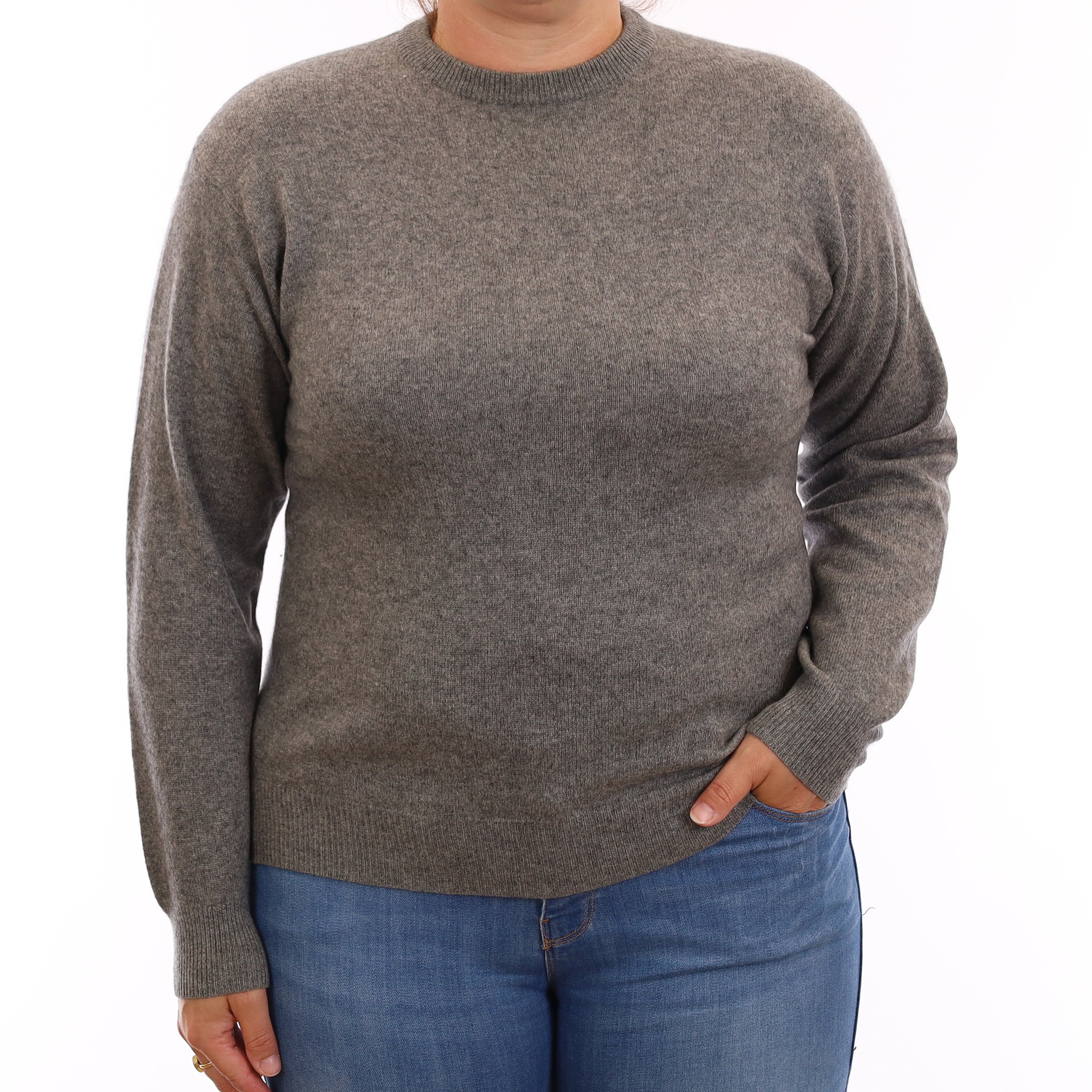 Slate Grey Cashmere Crew Neck Jumper Large