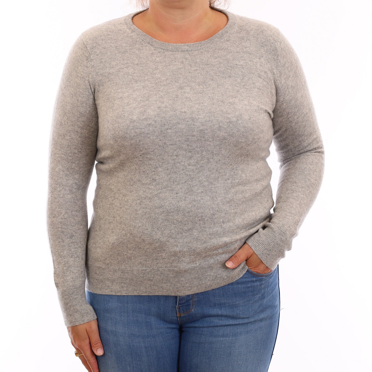 Smoke Grey Cashmere Crew Neck Jumper Large