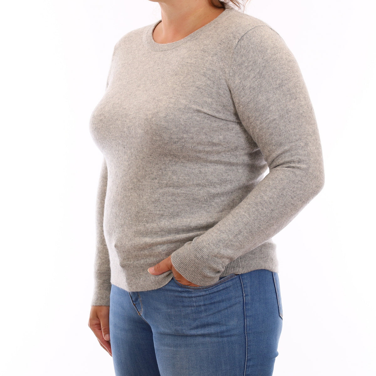 Smoke Grey Cashmere Crew Neck Jumper Large