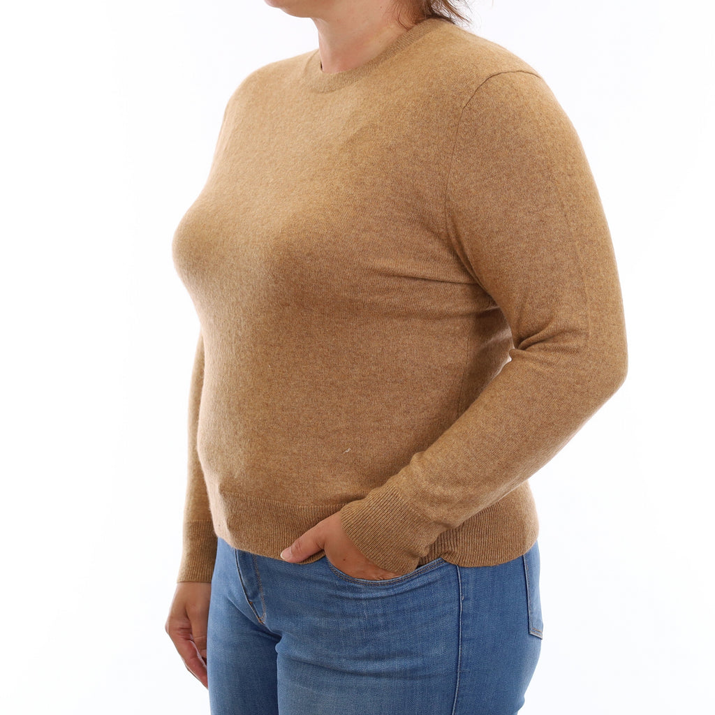 Toffee Brown Cashmere Crew Neck Jumper Large