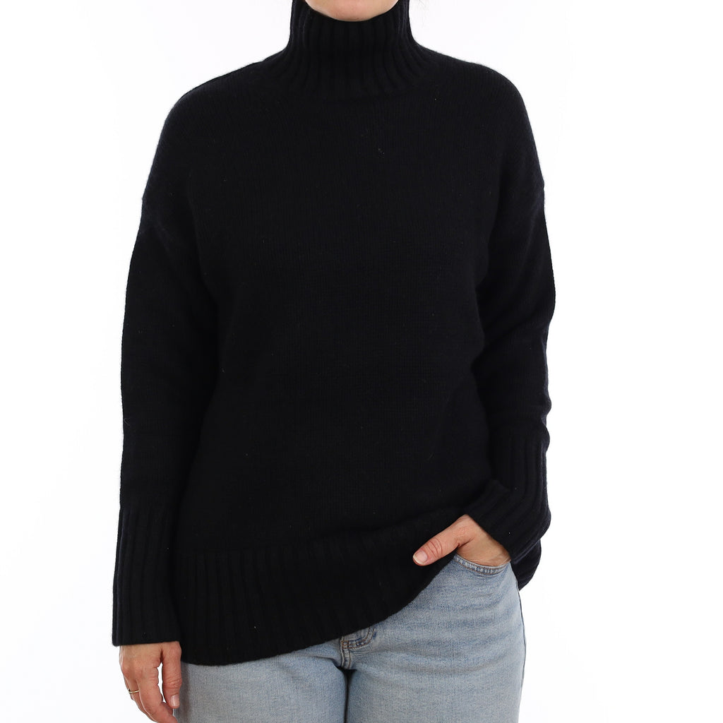 Cos Black Extra Chunky Cashmere Turtleneck Jumper Small