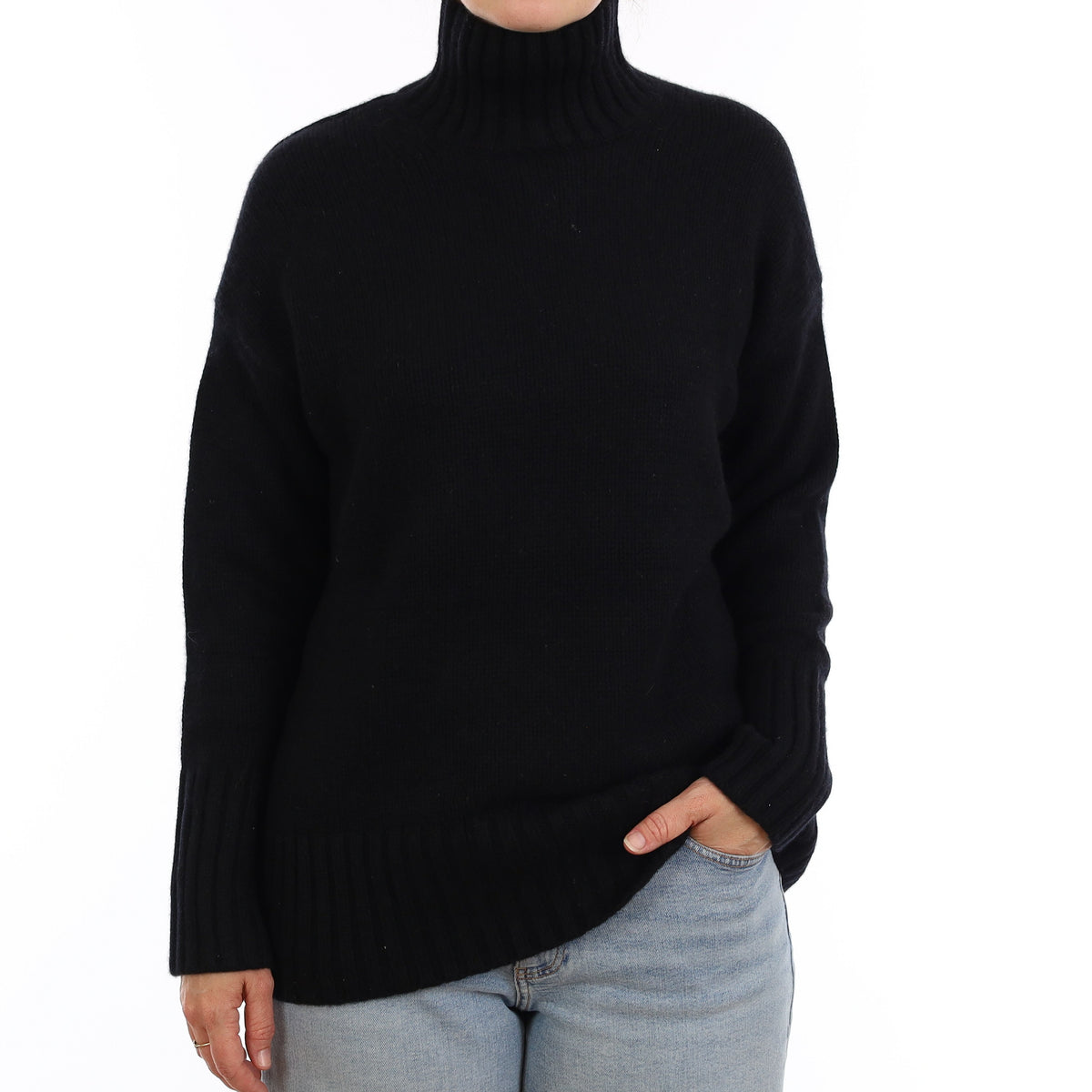 Cos Black Extra Chunky Cashmere Turtleneck Jumper Small