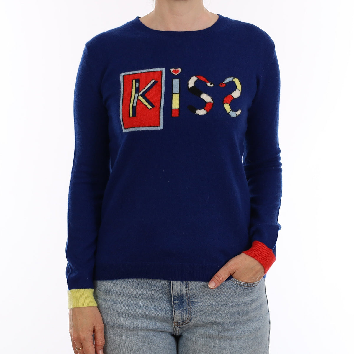 Chinti & Parker Kiss Slogan Cashmere Crew Neck Jumper Small