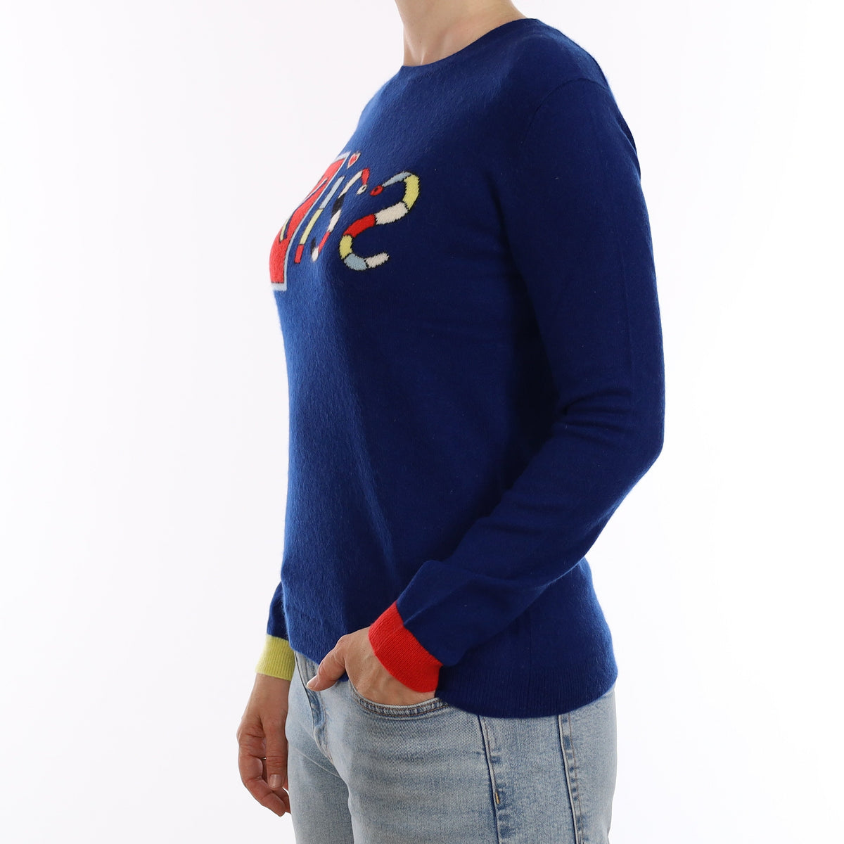 Chinti & Parker Kiss Slogan Cashmere Crew Neck Jumper Small