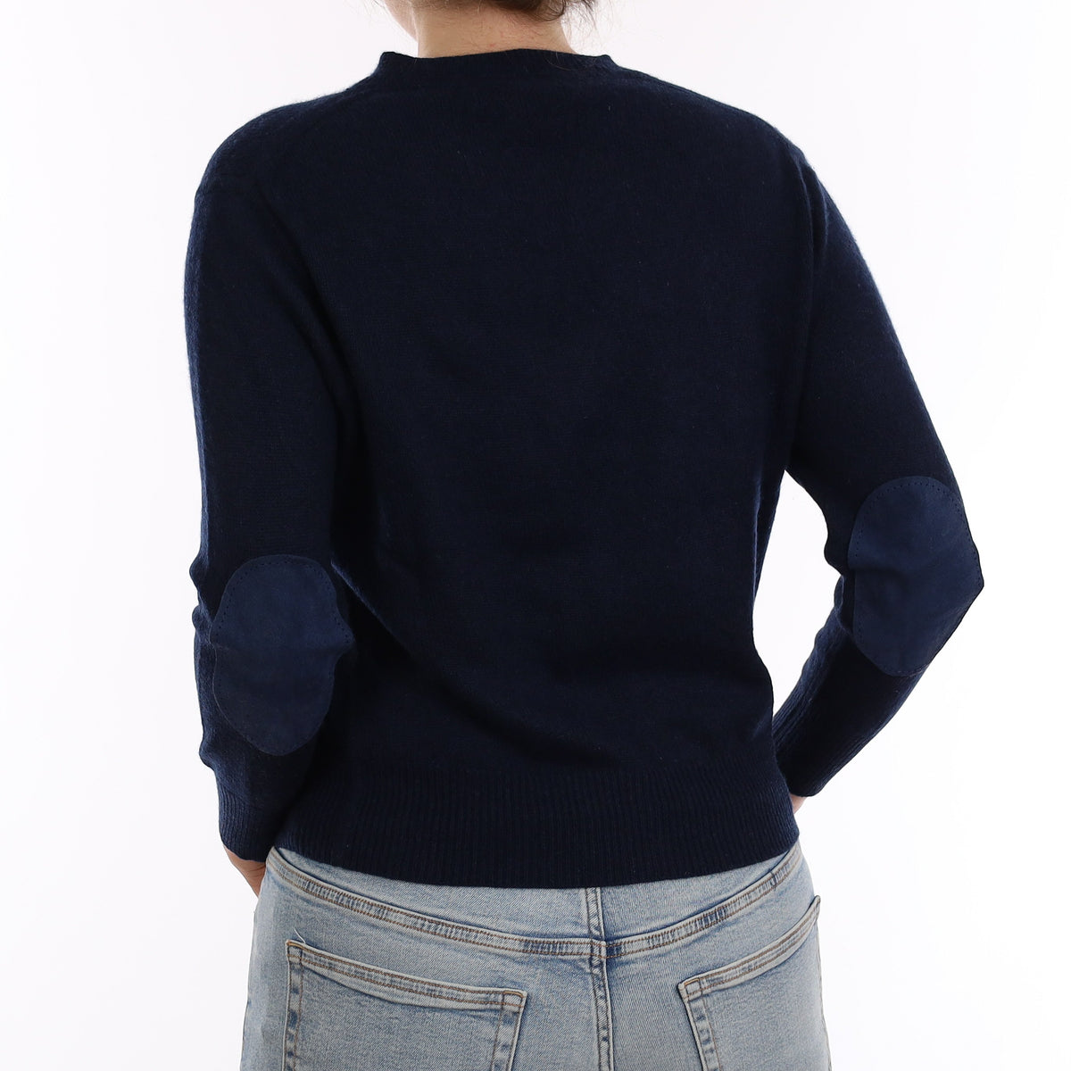 Lisa Yang Navy Heavy Knit Cashmere Crew Neck Jumper Small