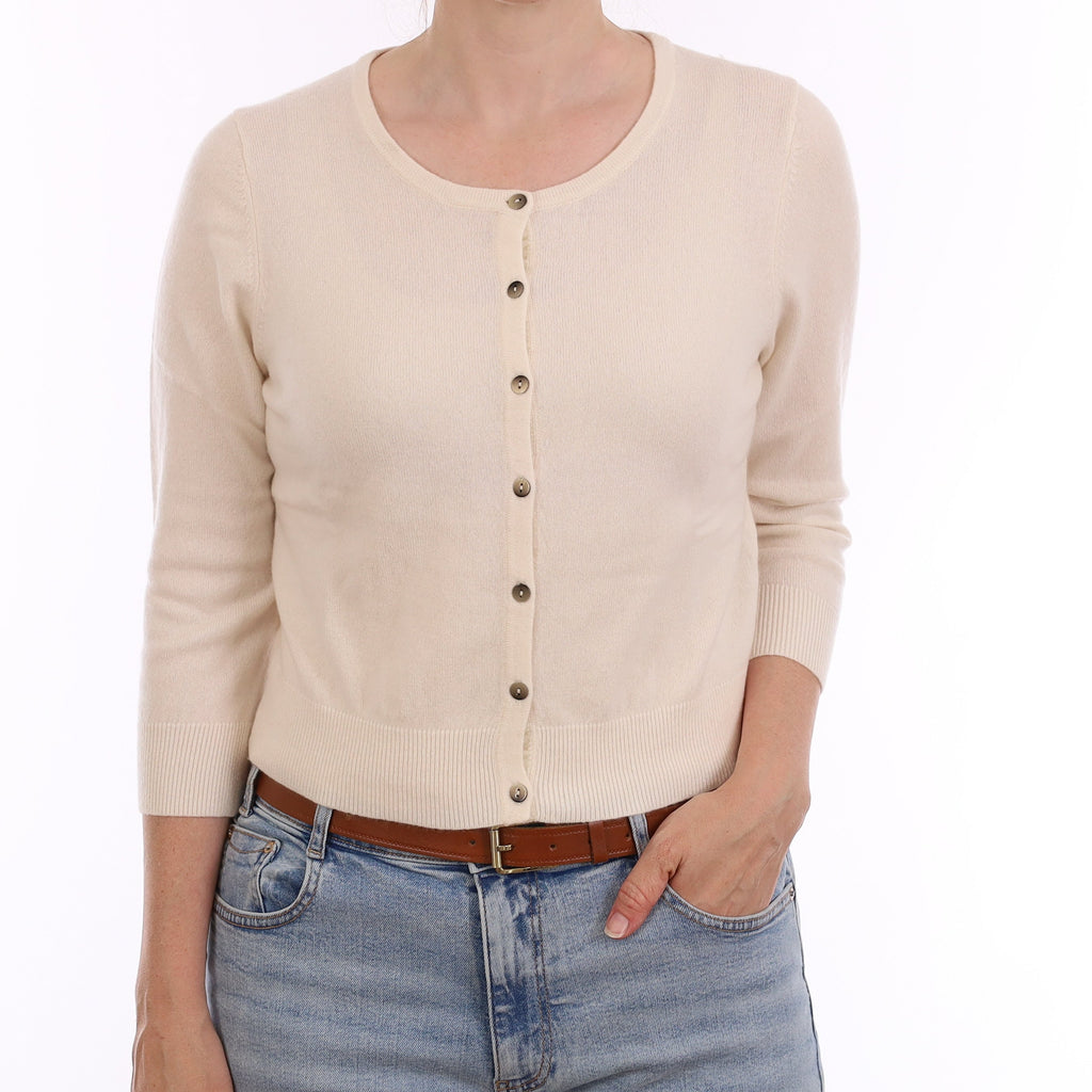 Brand New Ivory Cashmere Cropped Cardigan Small