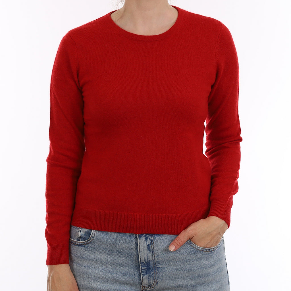 Tomato Red Cashmere Crew Neck Jumper Small