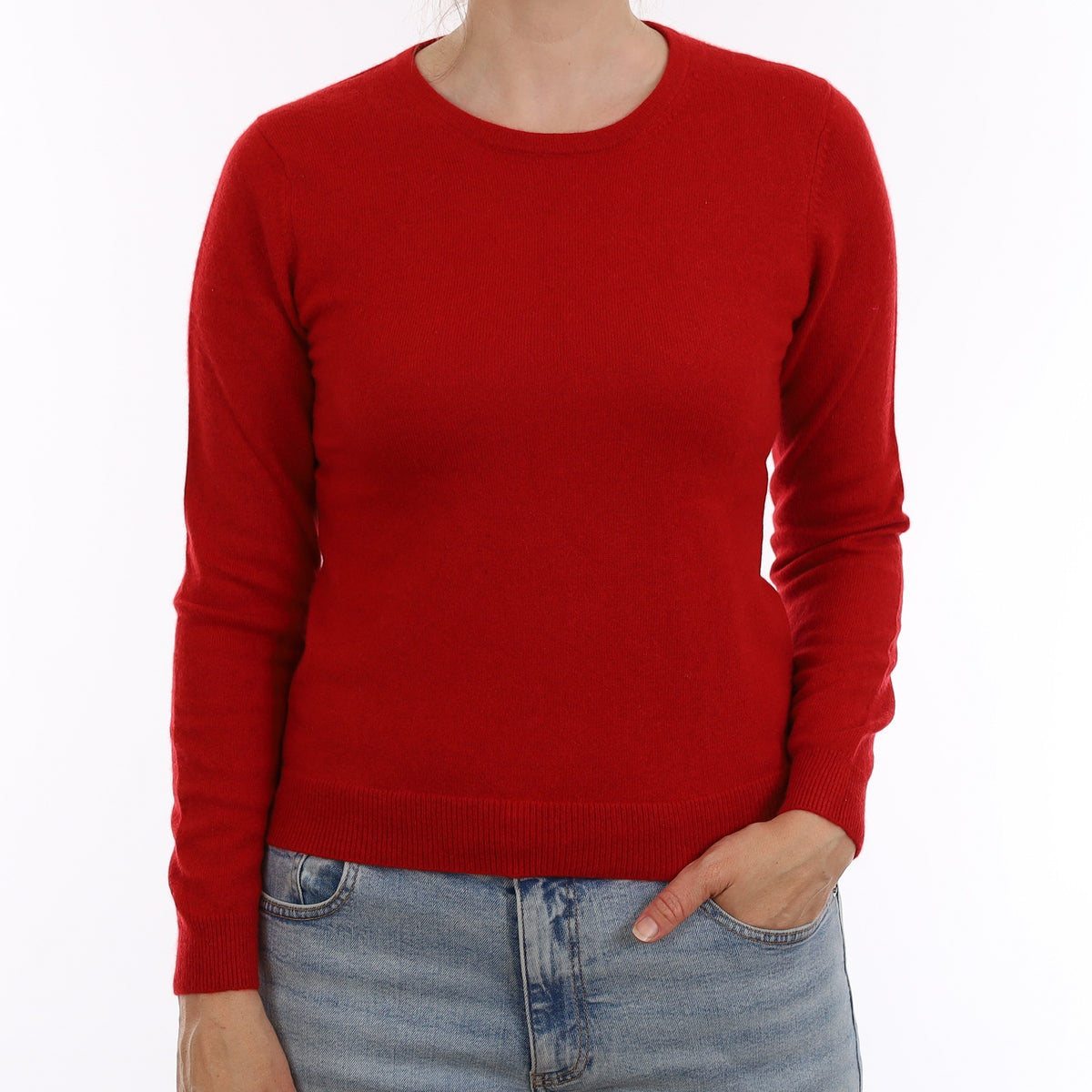 Tomato Red Cashmere Crew Neck Jumper Small
