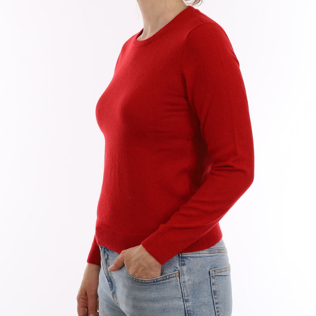Tomato Red Cashmere Crew Neck Jumper Small