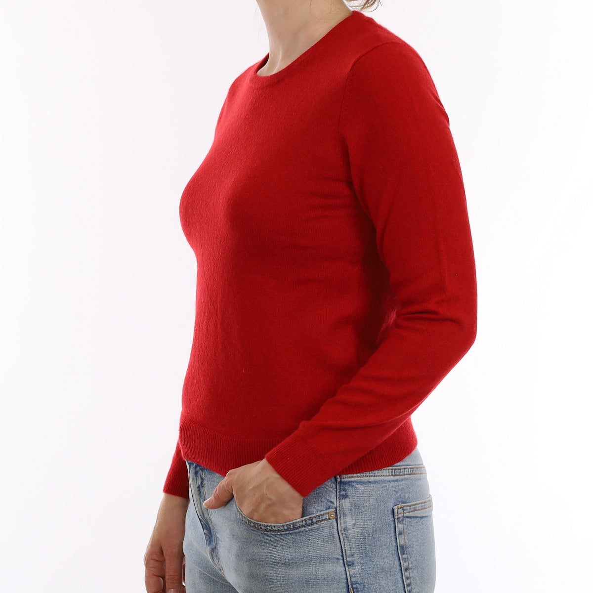 Tomato Red Cashmere Crew Neck Jumper Small