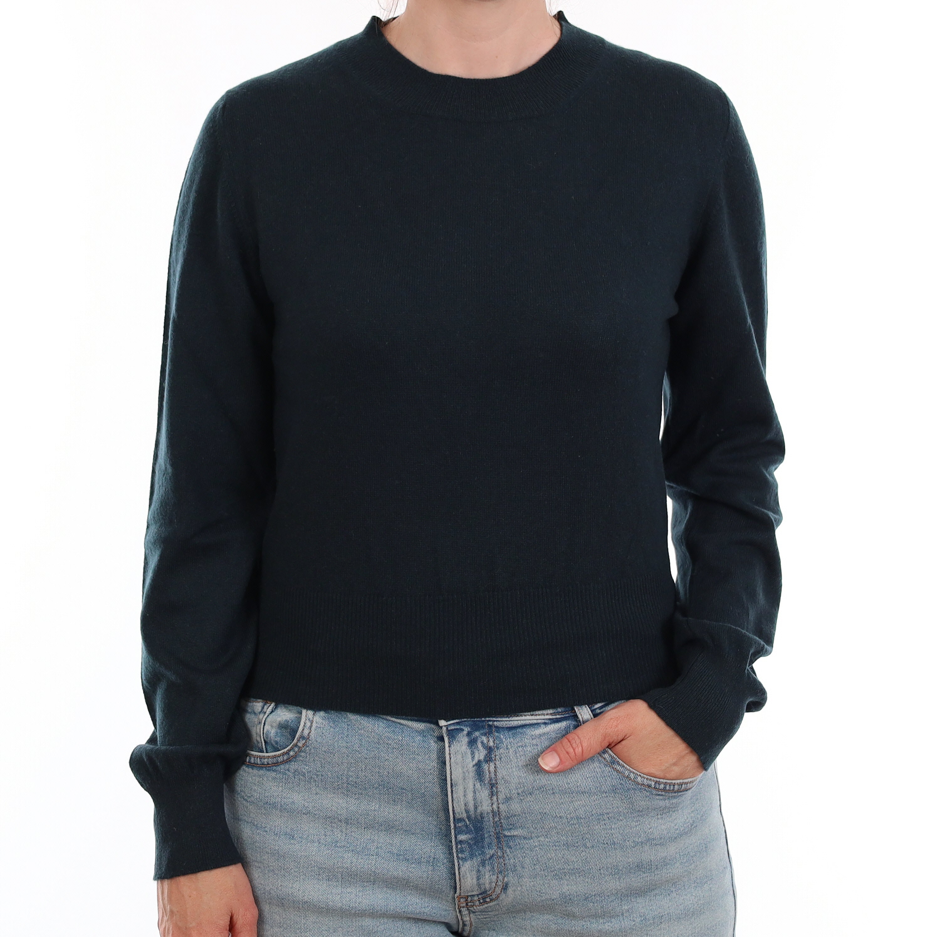 Darkest Green Cashmere Crew Neck Jumper Small