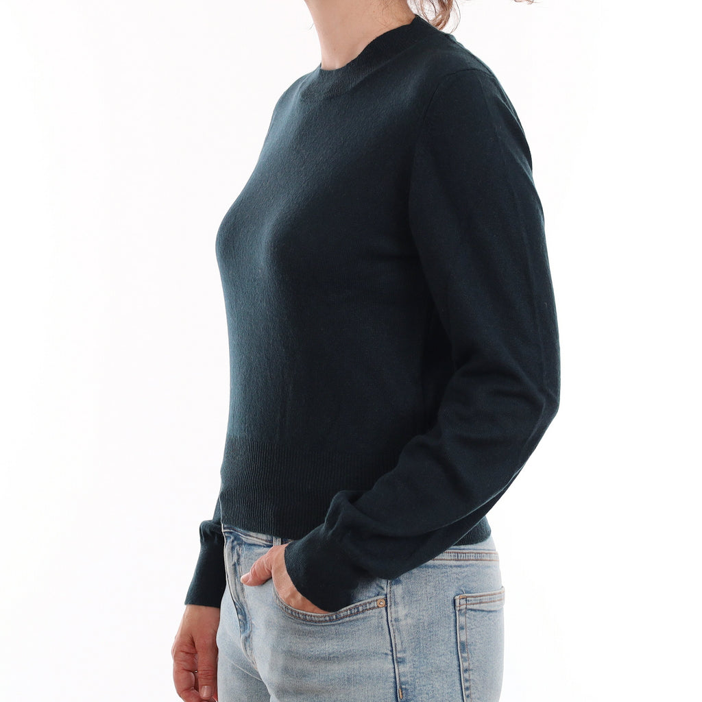 Darkest Green Cashmere Crew Neck Jumper Small