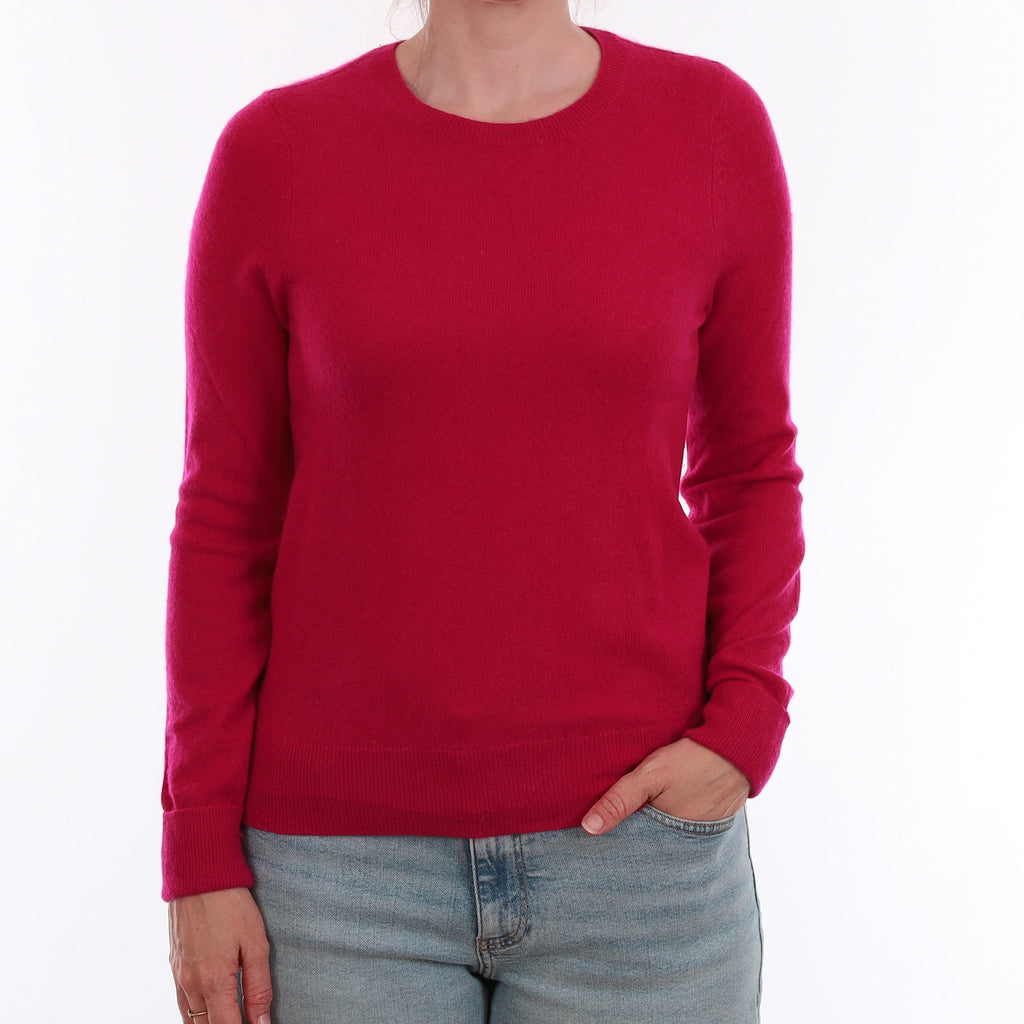Cherry Pink Cashmere Crew Neck Jumper Small