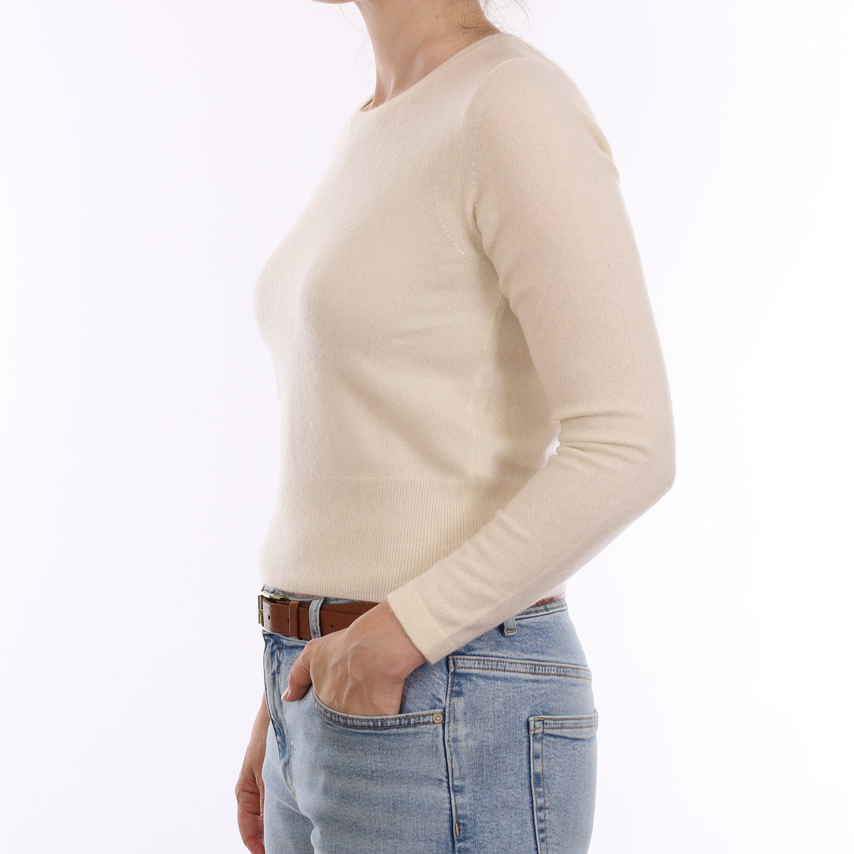 Winter White Cashmere Crew Neck Jumper Small