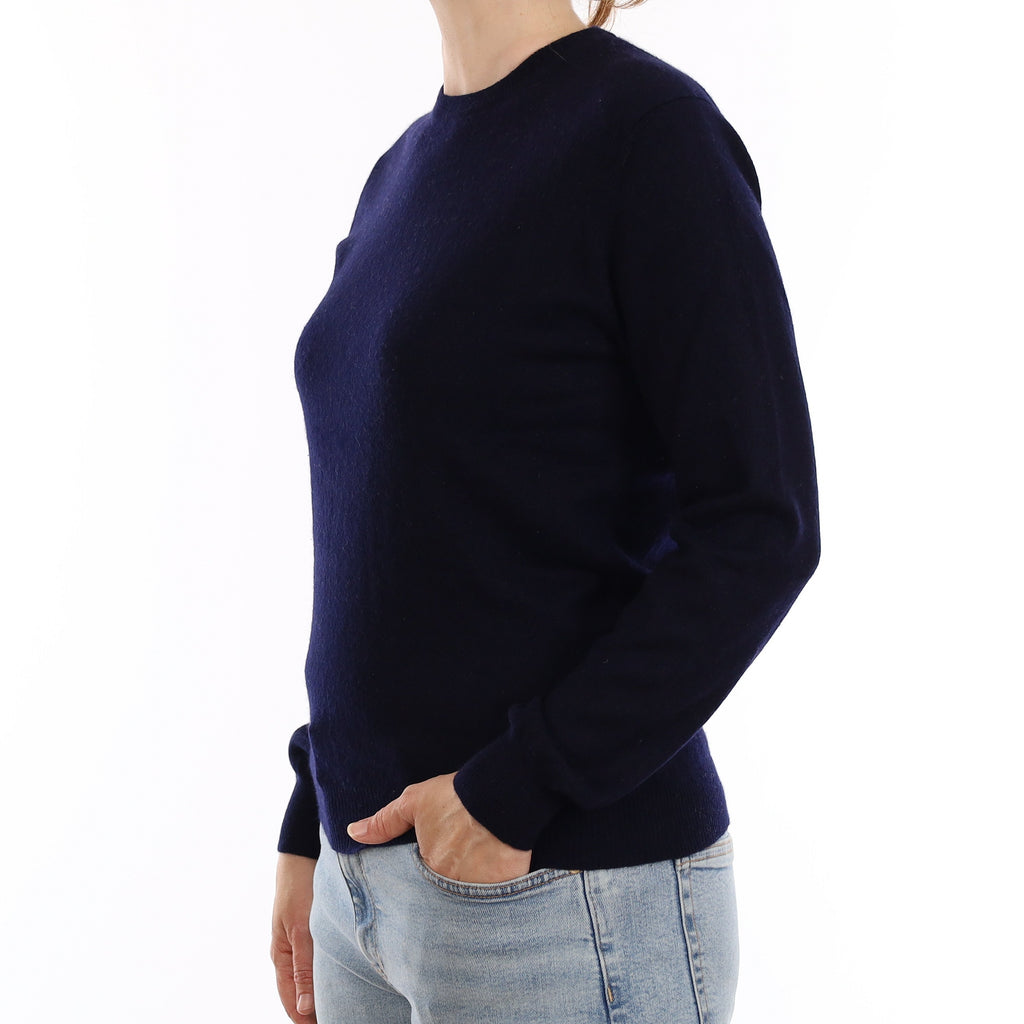 Navy Cashmere Crew Neck Jumper Small
