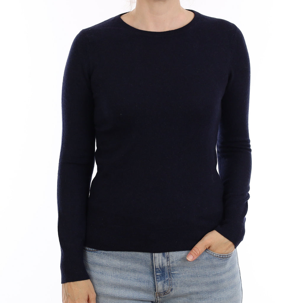 Navy Cashmere Crew Neck Jumper Small