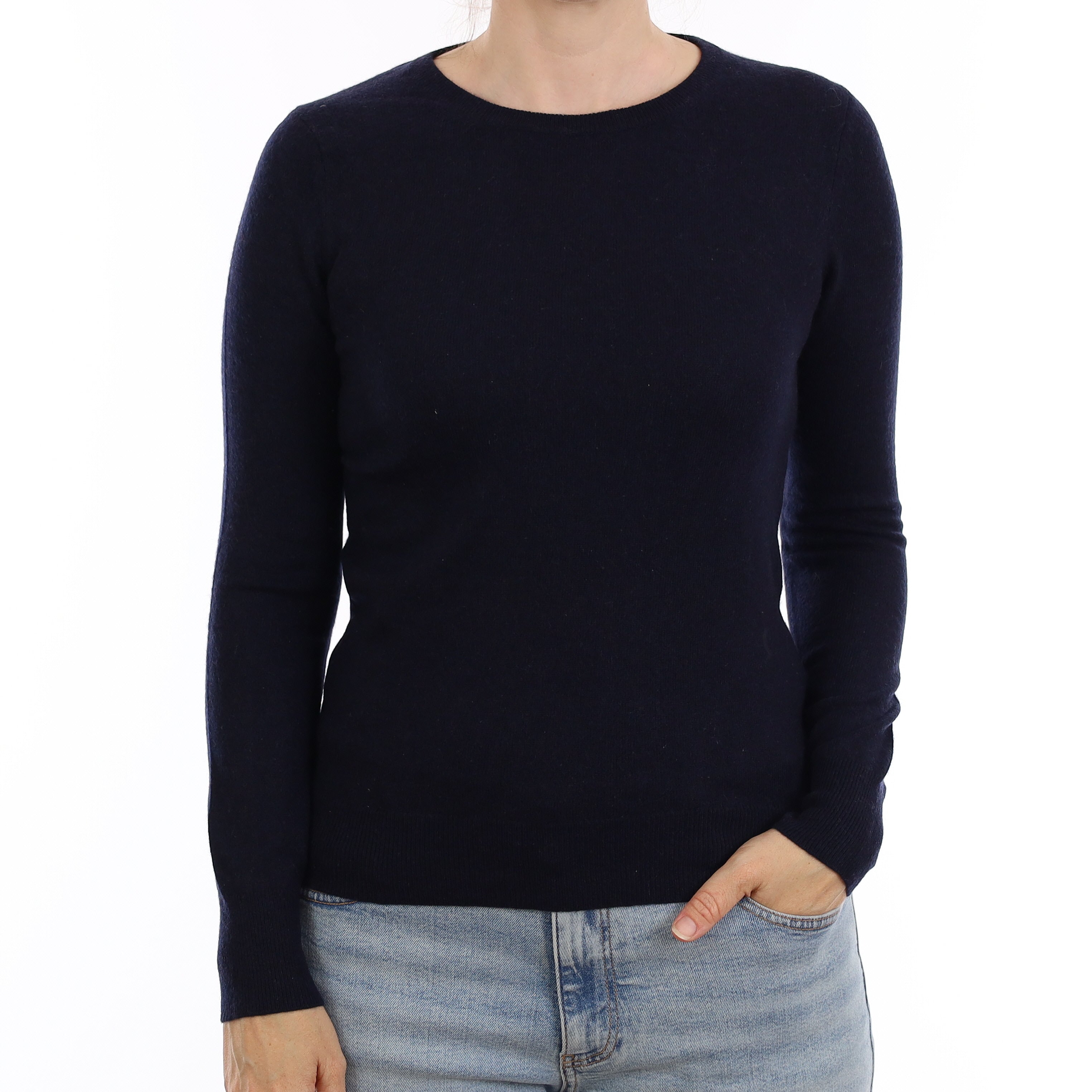 Navy Cashmere Crew Neck Jumper Small