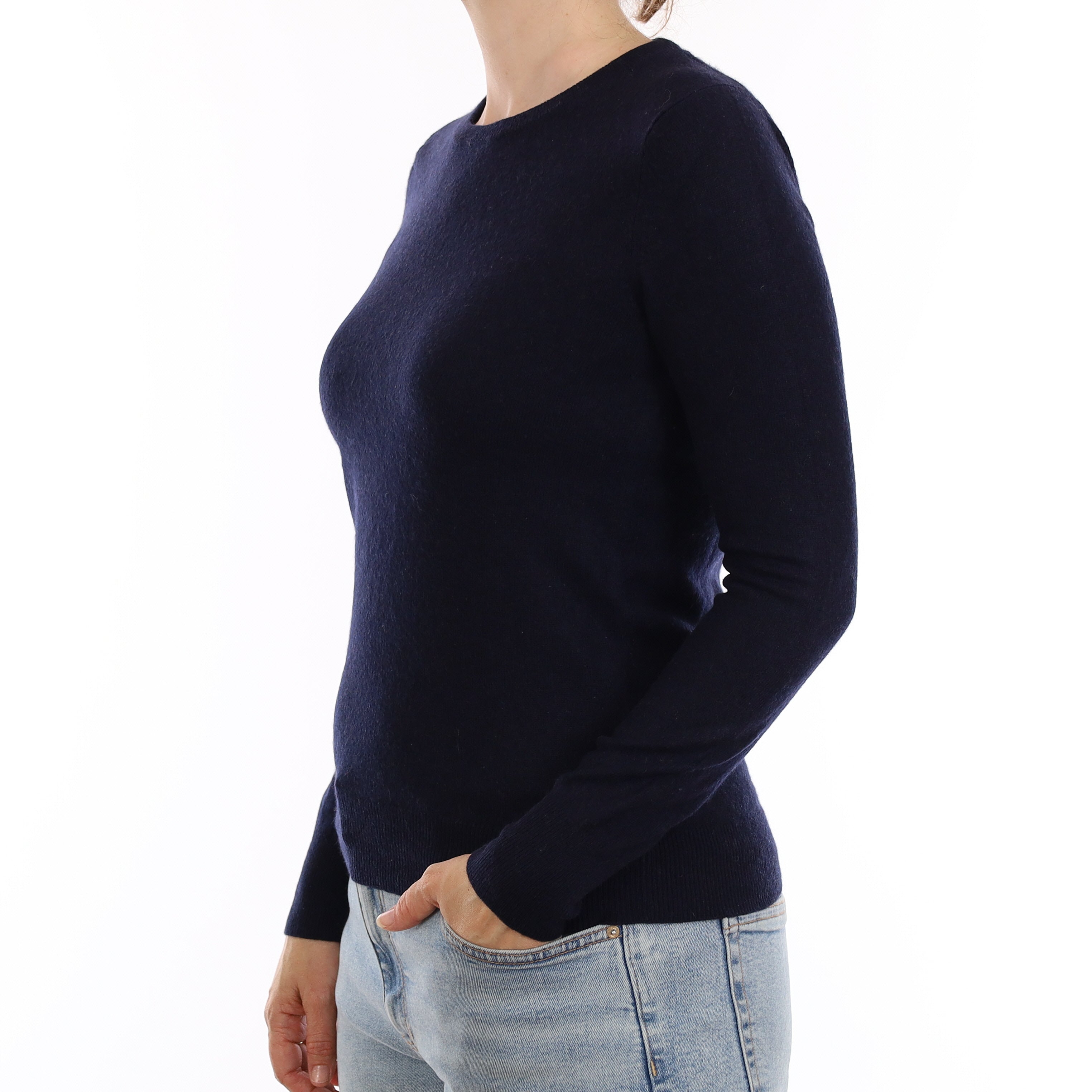 Navy Cashmere Crew Neck Jumper Small