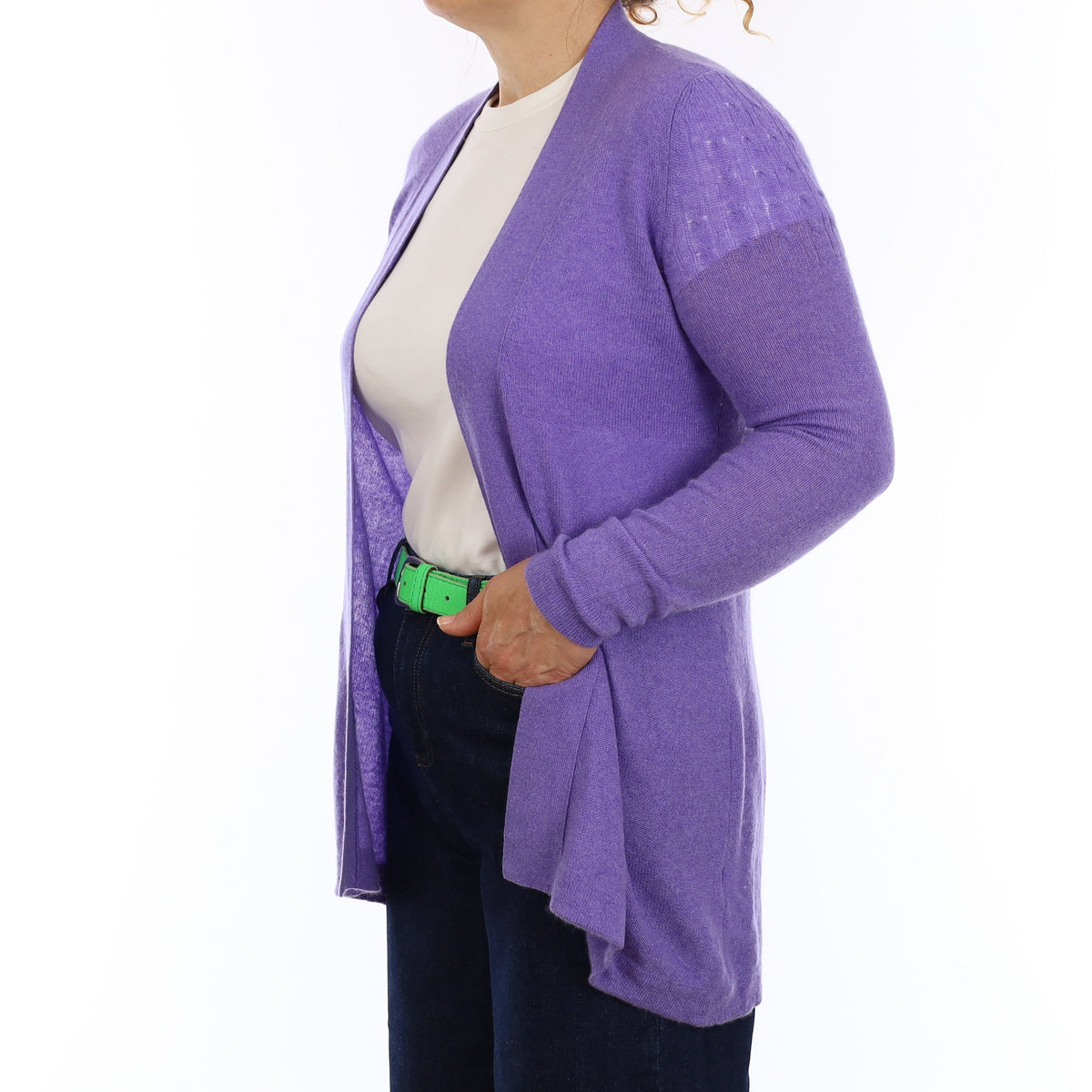 Bluebell Purple Cashmere Edge to Edge Cardigan Medium