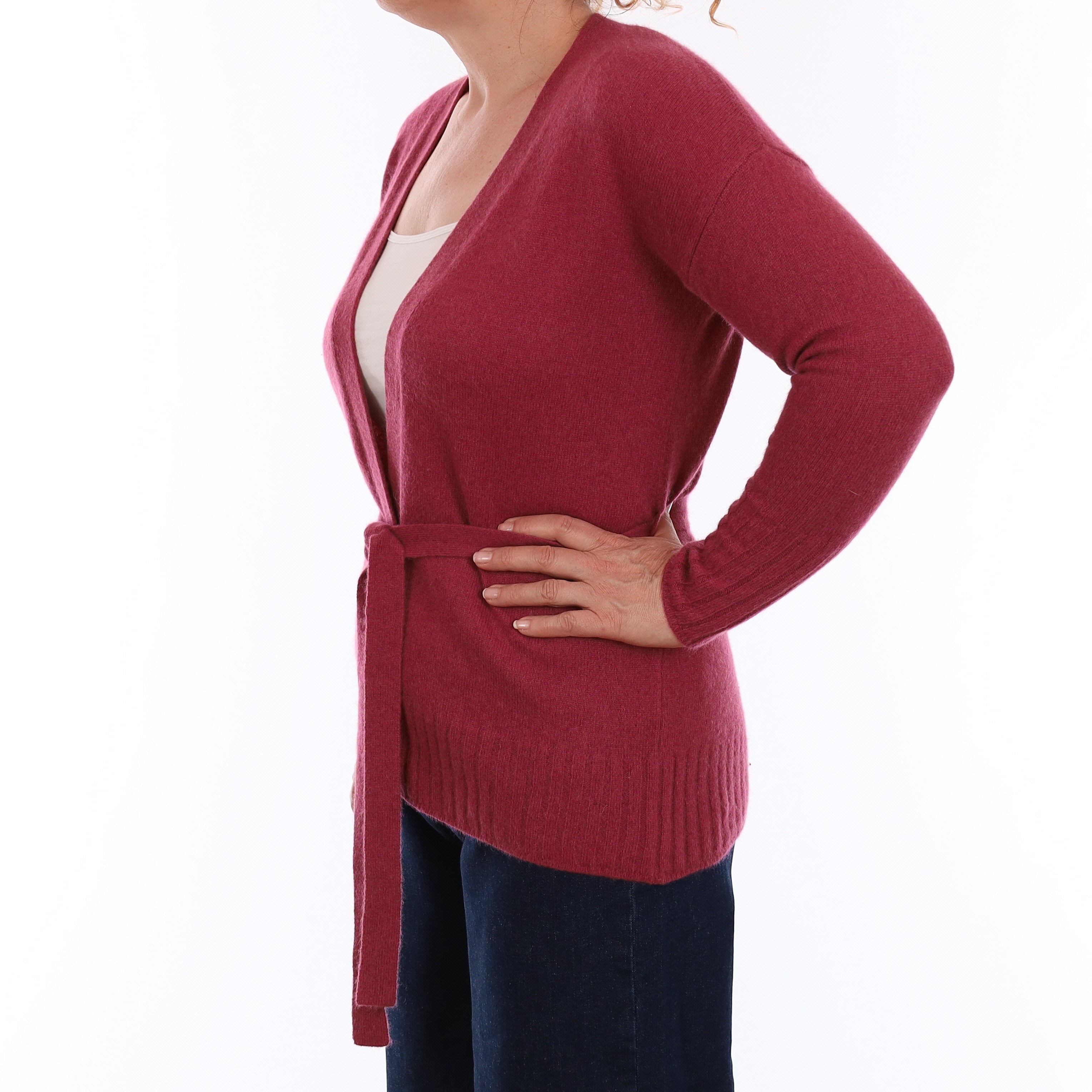 Raspberry Pink Cashmere Cardigan with Belt Medium