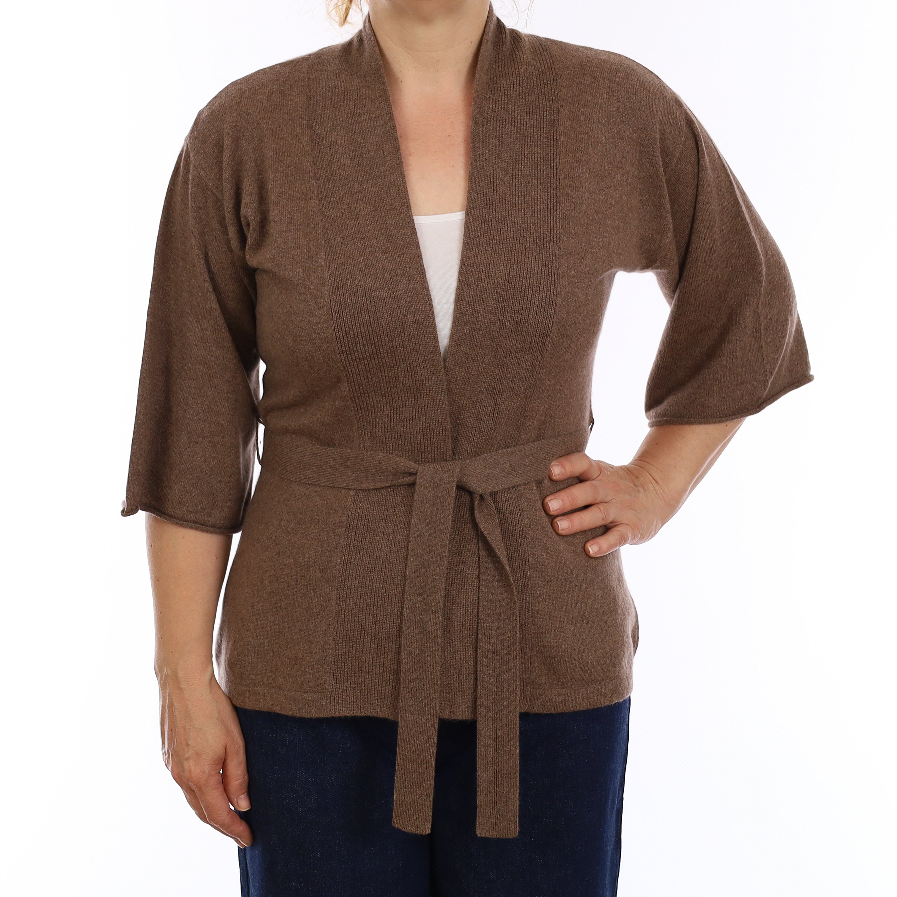 Mocha Brown Cashmere Kimono Style Cardigan Medium