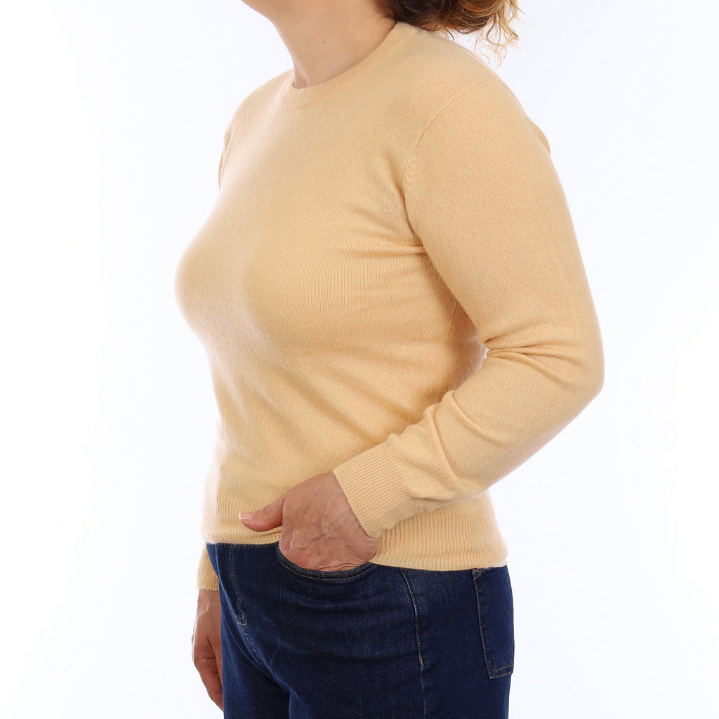 Pale Apricot Cashmere Crew Neck Jumper Medium