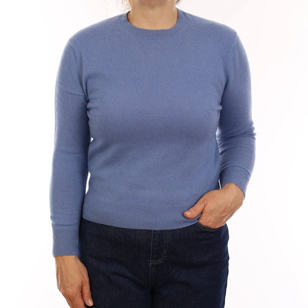 Hazy Blue Cashmere Crew Neck Jumper Medium