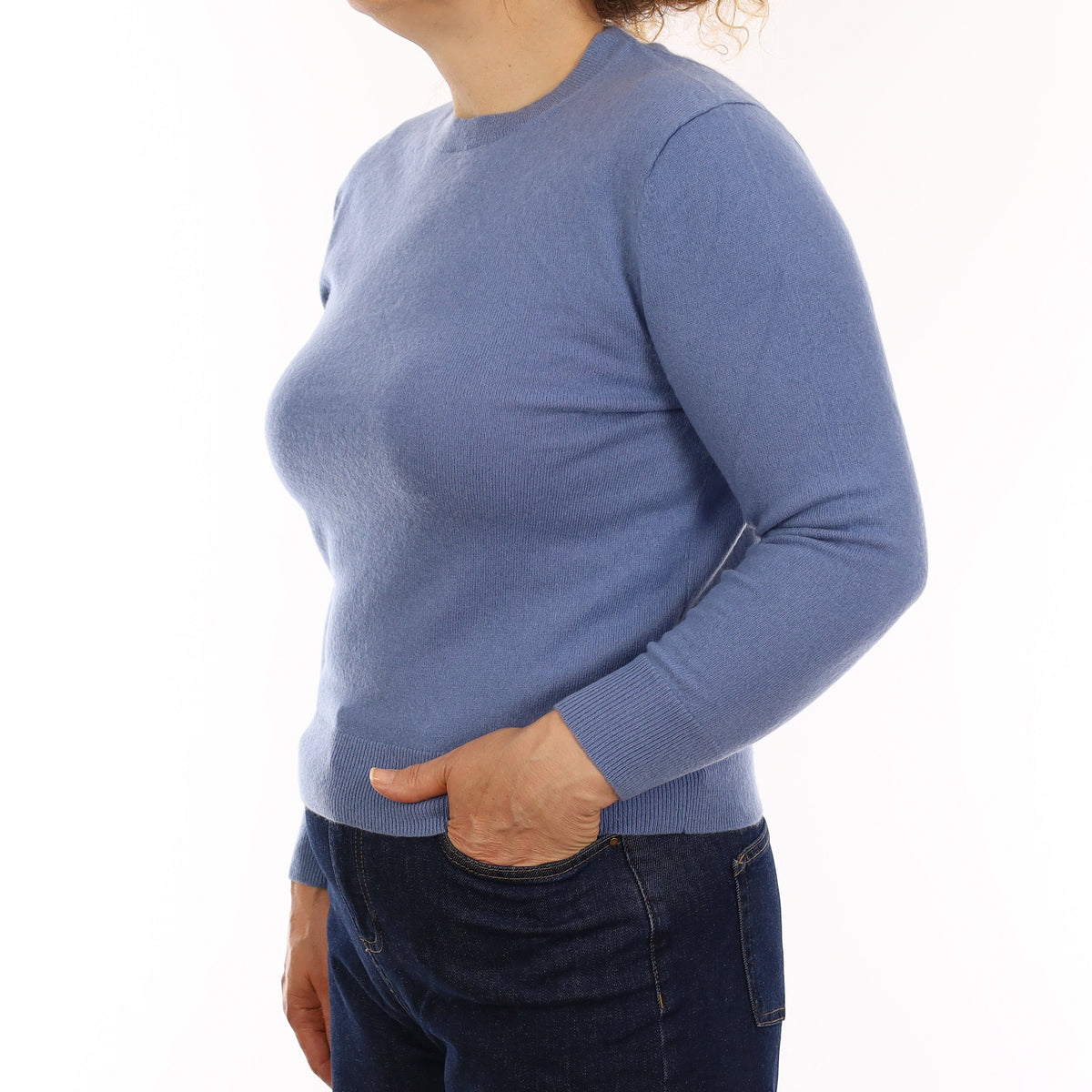 Hazy Blue Cashmere Crew Neck Jumper Medium