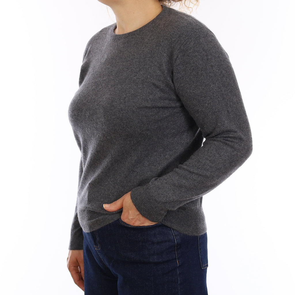 Slate Grey Cashmere Crew Neck Jumper Medium