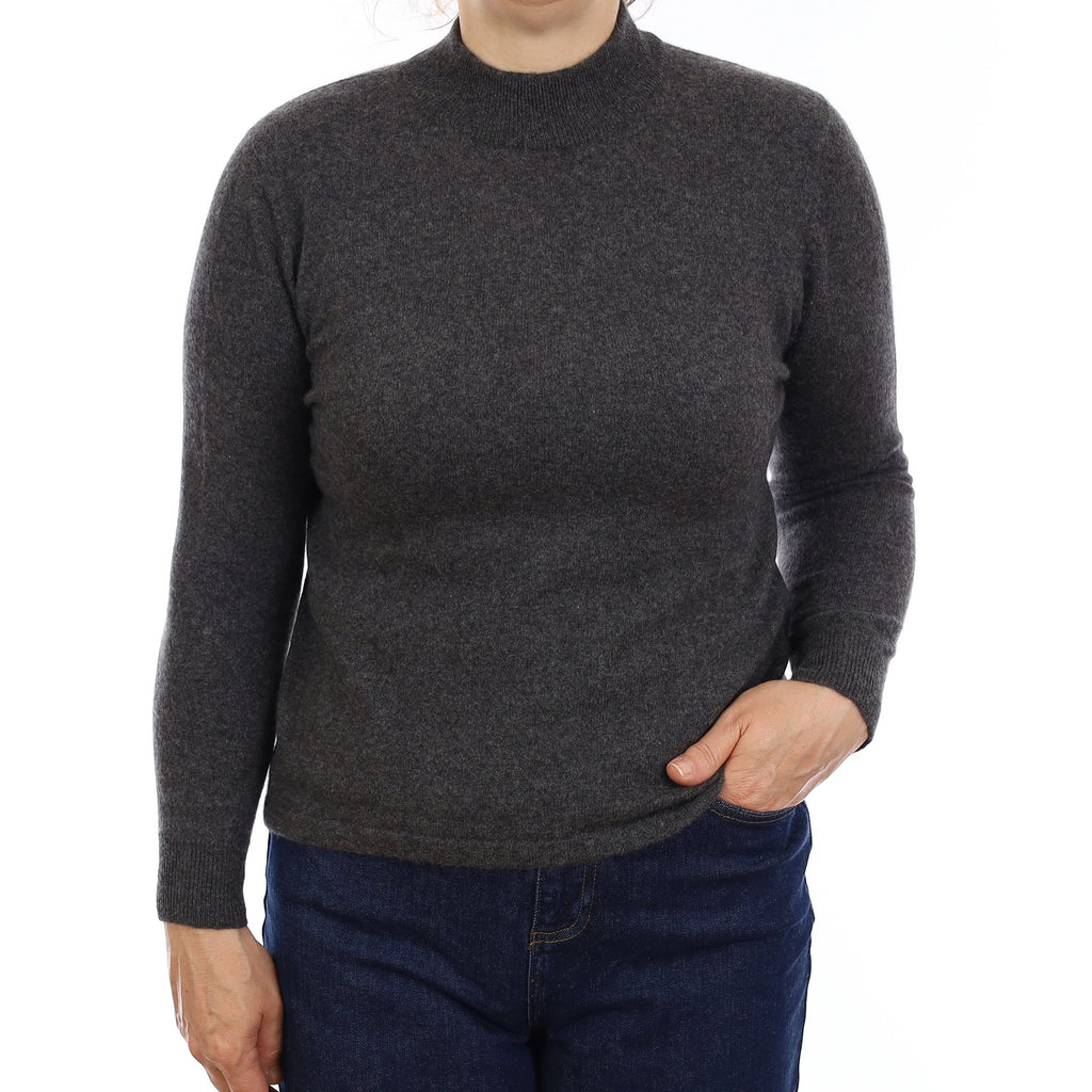 Granite Grey Cashmere Turtleneck Jumper Medium
