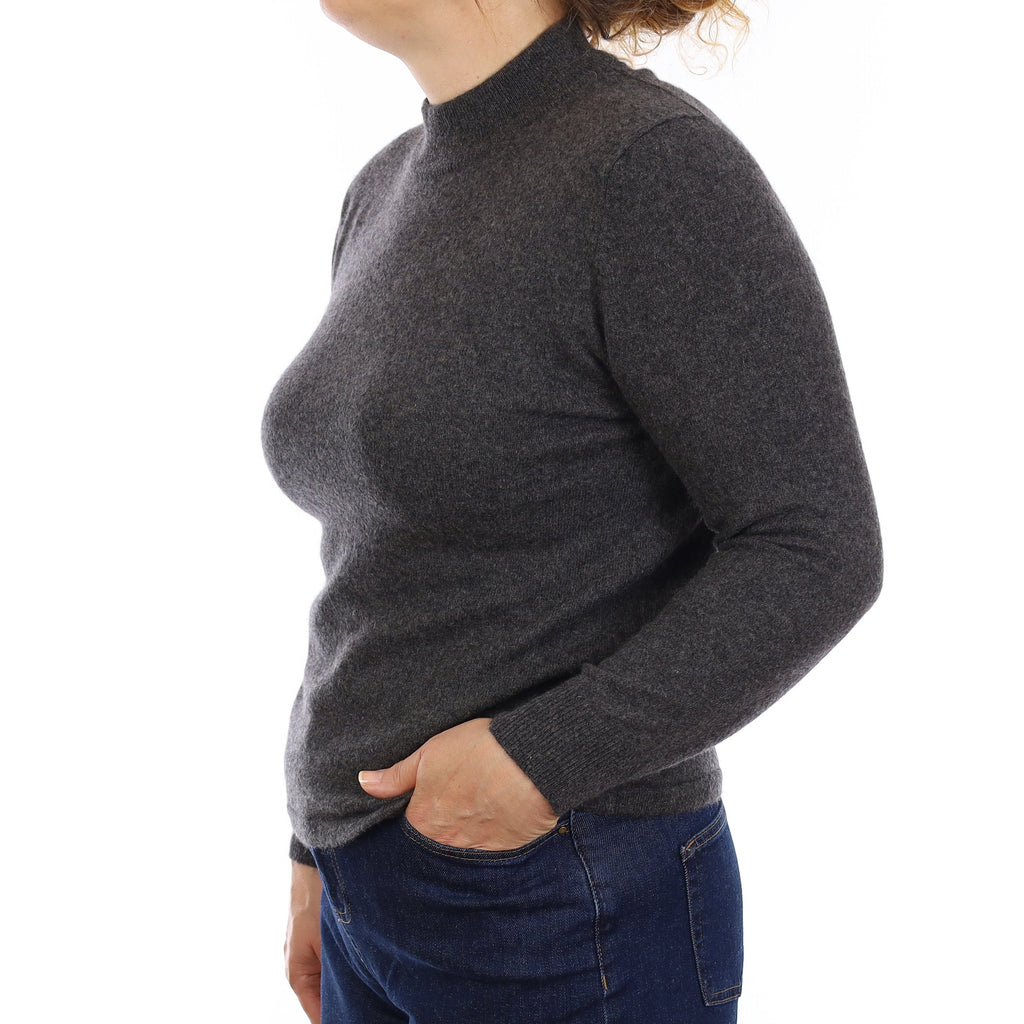 Granite Grey Cashmere Turtleneck Jumper Medium