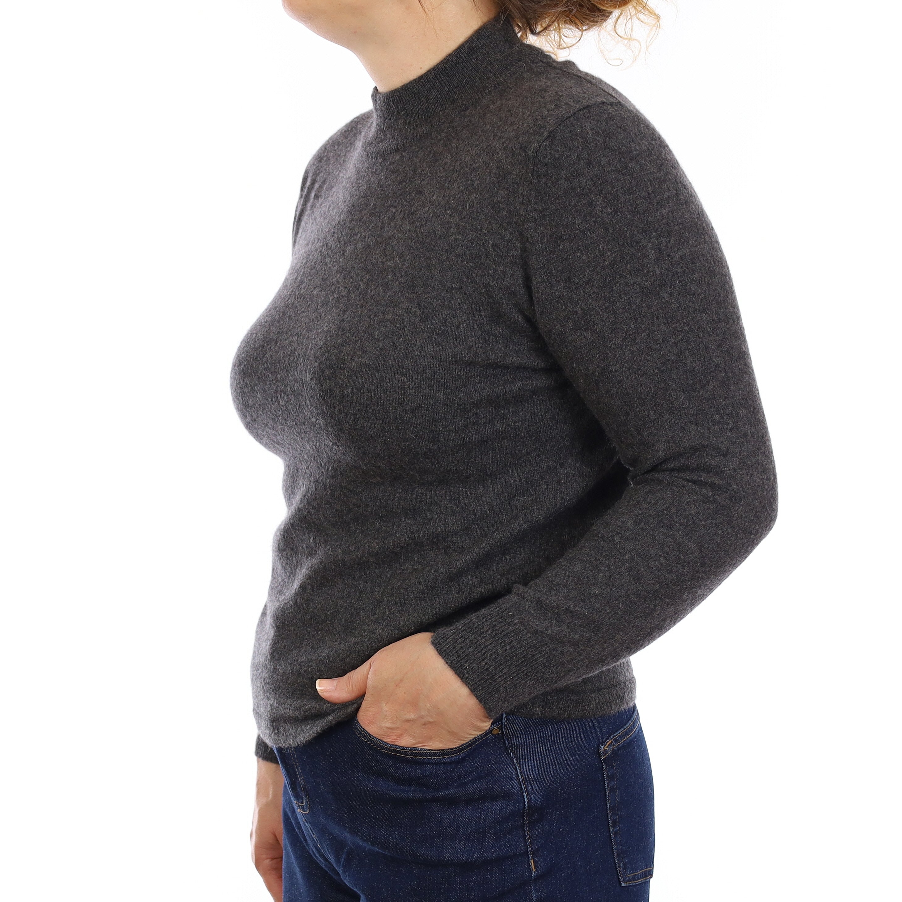 Granite Grey Cashmere Turtleneck Jumper Medium
