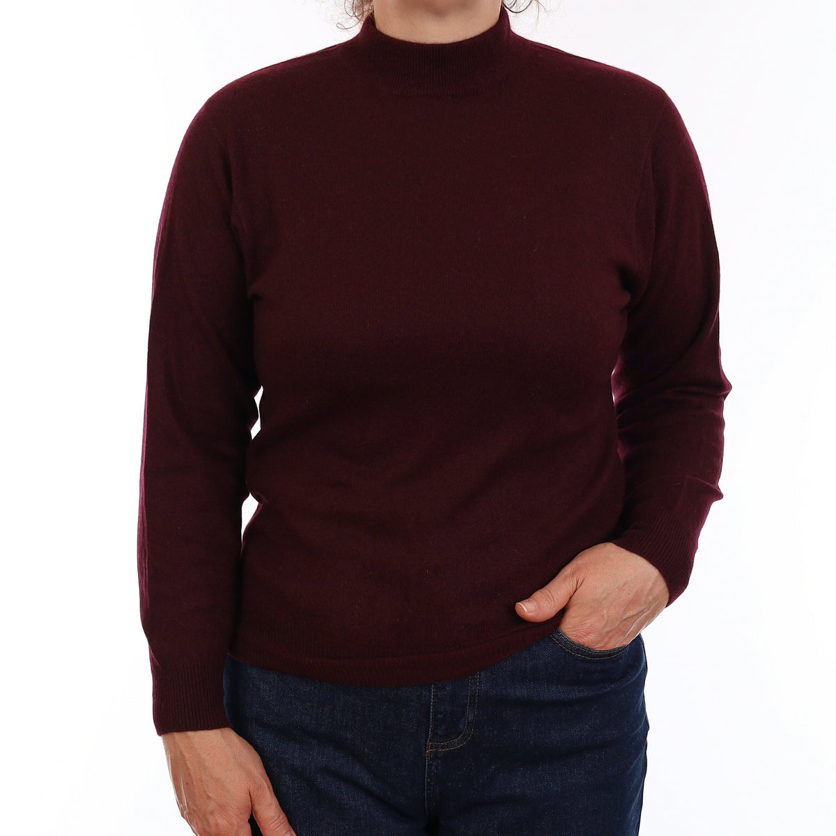 Aubergine Purple Cashmere Turtleneck Jumper Medium