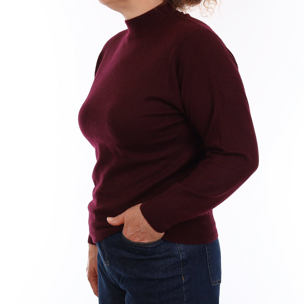 Aubergine Purple Cashmere Turtleneck Jumper Medium