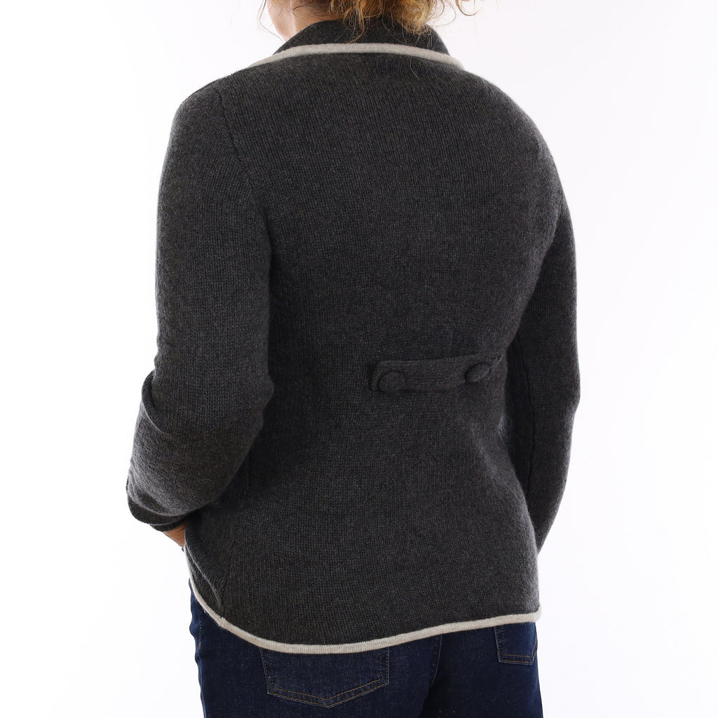 Slate Grey Chunky Knit Cashmere Jacket Medium