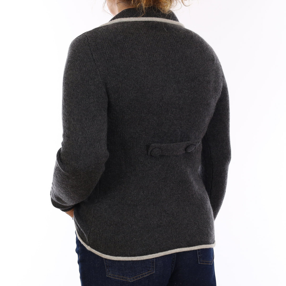 Slate Grey Chunky Knit Cashmere Jacket Medium