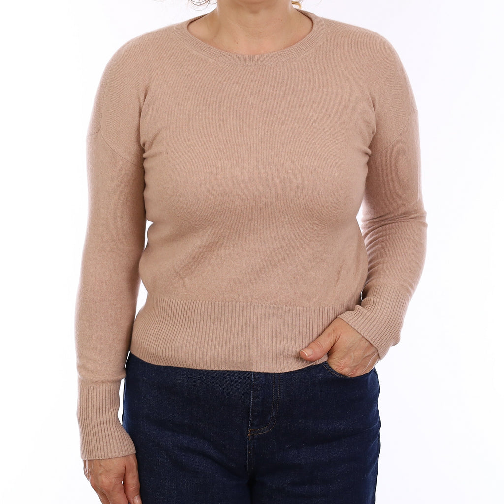 Buff Beige Cashmere Crew Neck Jumper Medium