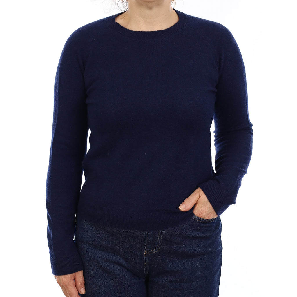 Navy Sweatshirt Style Cashmere Crew Neck Jumper Medium
